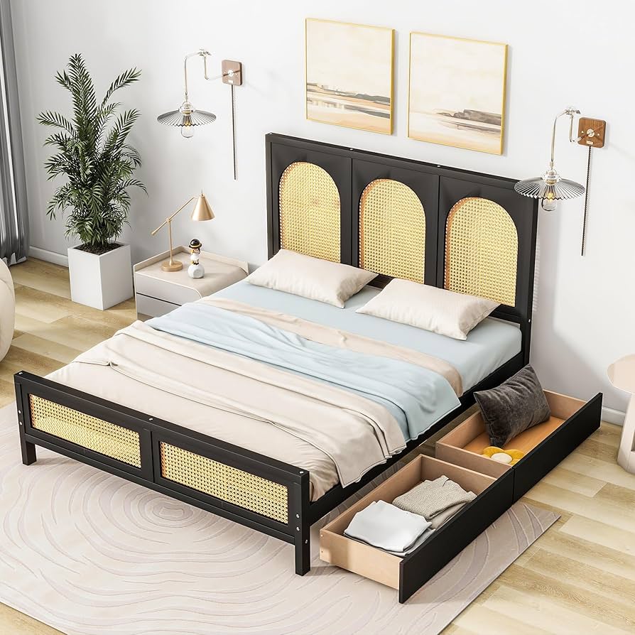 Amazon.com: HABITRIO Full Size Wood Platform Bed with 2